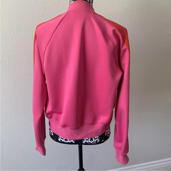 Pam & Gela Pink Track Stripe Jacket Crop bomber jacket size P Small hogh low - Picture 9 of 12
